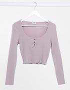 Cotton: On Lettuce Edge Long Sleeve Top In Lilac-purple