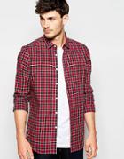 Asos Check Shirt With Long Sleeves - Red