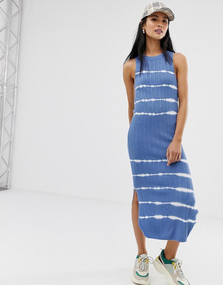 Stradivarius Tie Dye Maxi Dress In Blue