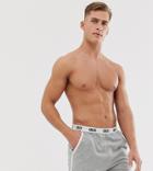 Asos Design Lounge Runner Short In Gray Marl With Contrast Binding And Branded Waistband - Gray