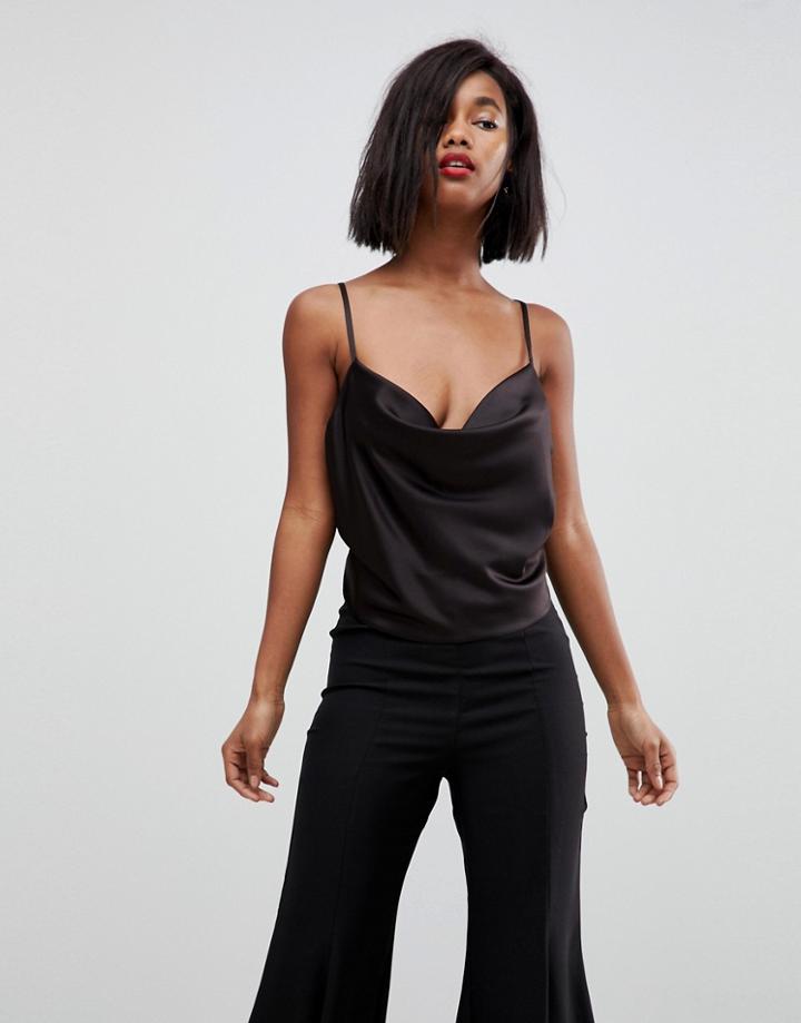 Asos Design Backless Cowl Neck Top In Black