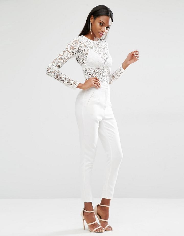 Missguided Slim Cigarette Trousers - White