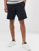 French Connection Slim Fit Peached Cotton Chino Shorts-navy