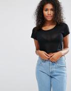 Brave Soul Crop Rib T-shirt - Black