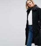 Brave Soul Tall Davina Coat With Faux Fur Collar - Black