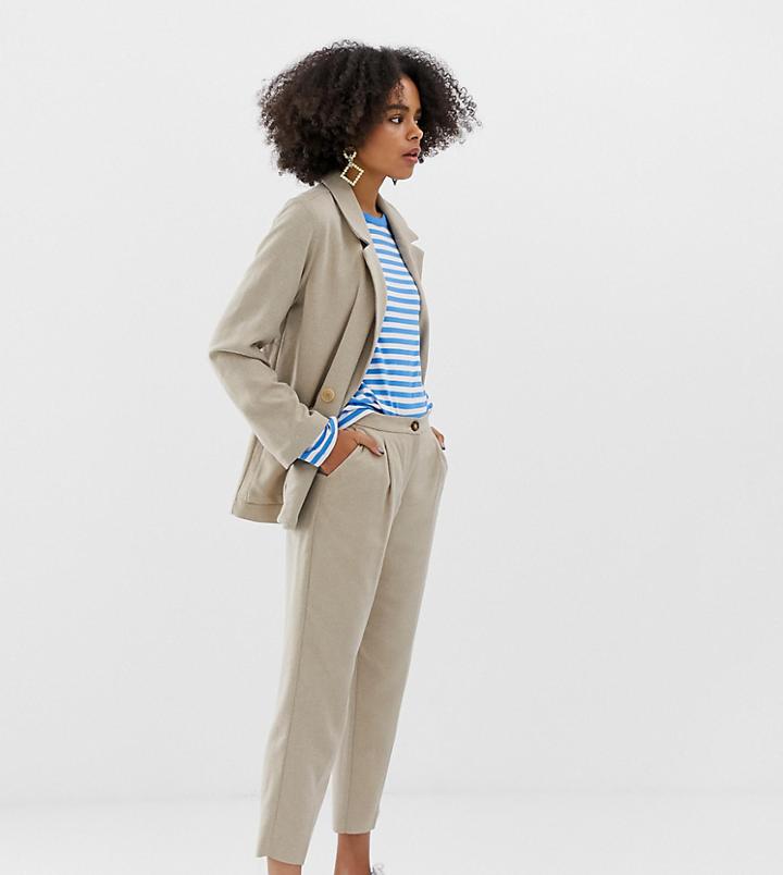 Monki Peg Leg Pants In Beige Two-piece