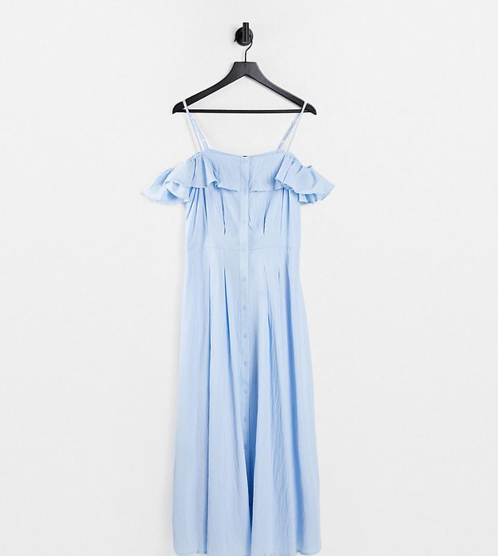 Y.a.s Tall Button Up Maxi Dress In Blue-blues