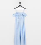 Y.a.s Tall Button Up Maxi Dress In Blue-blues