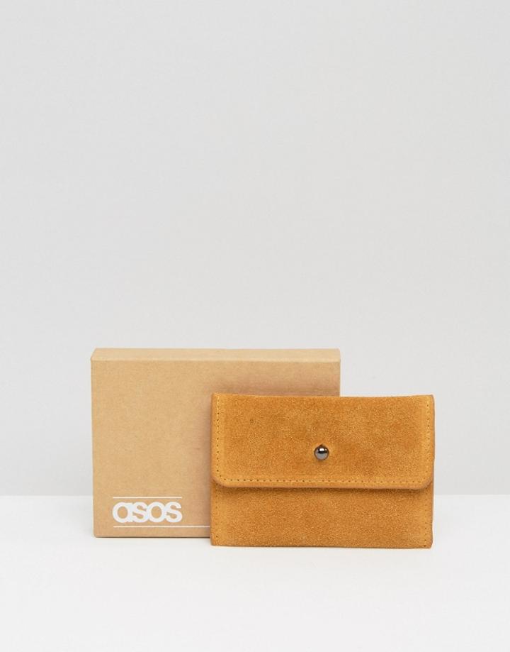 Asos Leather Envelope Cardholder In Tan - Tan