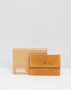 Asos Leather Envelope Cardholder In Tan - Tan
