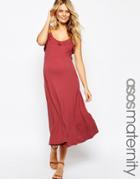 Asos Maternity Midi Cami Dress With Frill - Red