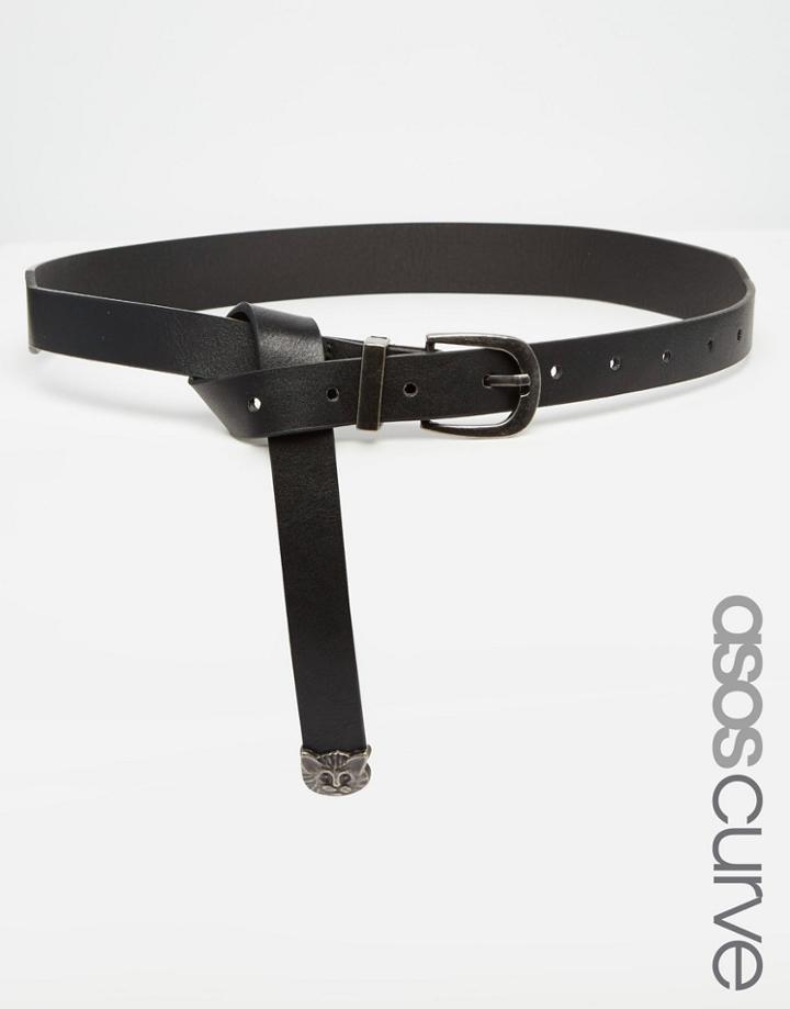 Asos Curve Cat Tipped Boyfriend Belt - Black