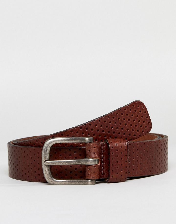 Esprit Perforated Leather Belt - Brown