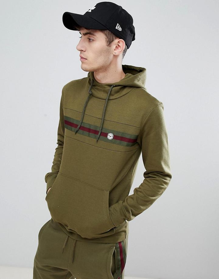Le Breve Chest Striped Hoodie-green