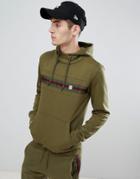 Le Breve Chest Striped Hoodie-green