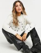 Miss Selfridge North Heart Sweatshirt In Oatmeal-neutral