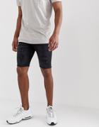 River Island Skinny Shorts In Washed Black - Black