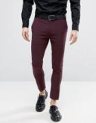 Asos Extreme Super Skinny Cropped Smart Pants In Burgundy - Purple