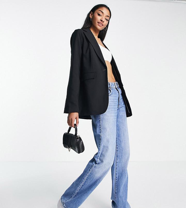 Topshop Tall Blazer In Black