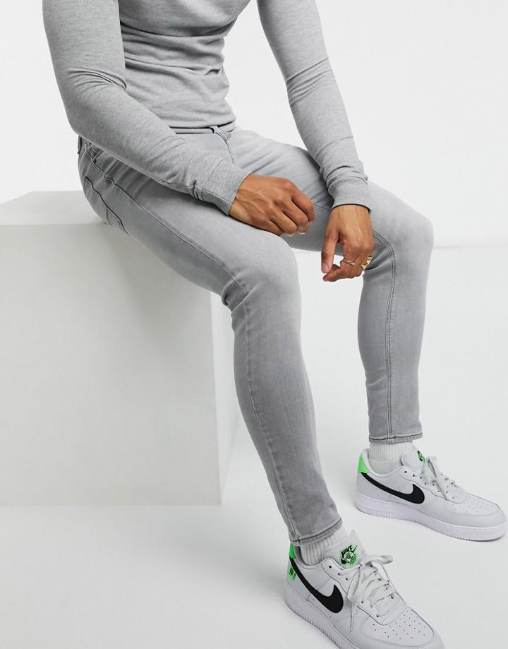 Asos Design Superskinny Ankle-grazer Jeans In Light Gray-grey