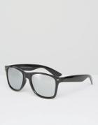 7x Square Sunglasses With Mirror Lens - Black