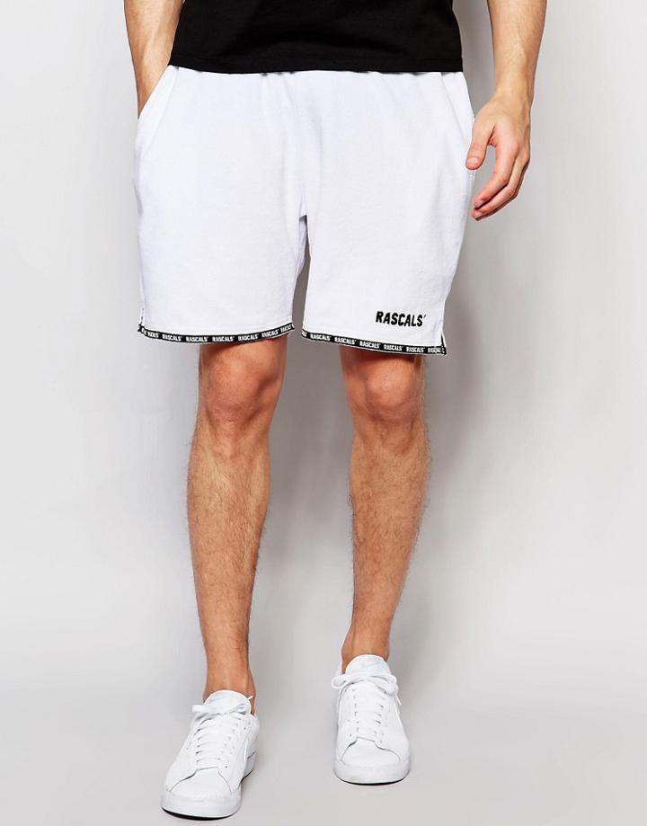 Rascals Shorts In Towelling With Logo Taping - White