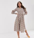 Never Fully Dressed Shirred Midi Skater Dress In Floral Print - Multi