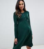 New Look Maternity Nursing Smock Dress In Dark Green - Green