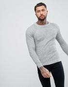 Asos Raglan Sleeve Textured Sweater In Gray - Gray
