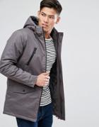 Brave Soul Hooded Bonded Parka - Gray