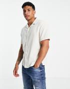 New Look Short Sleeve Corduroy Shirt In Off-white