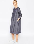 Asos White Ovoid Wrap Dress In Chambray Denim - Blue