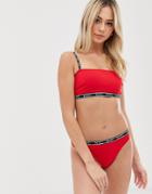 New Look Nyc Slogan Square Neck Crop Top In Red