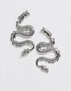 Asos Design Earrings In Dragon Design In Silver Tone