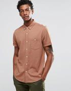 Asos Jersey Shirt In Camel With Short Sleeves In Regular Fit - Camel