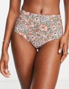 & Other Stories High Waisted Bikini Bottoms In Pink Floral Print