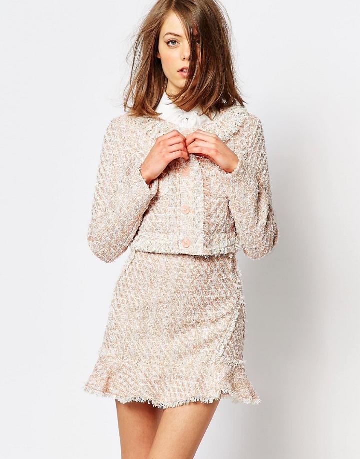 Sister Jane Pink Lemonade Tweed Crop Jacket Co-ord - Nude