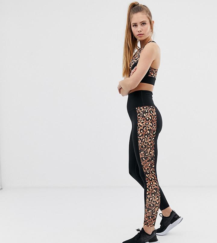 Wolf & Whistle Exclusive To Asos Leopard Print Leggings - Black