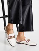 River Island Hardware Backless Mule Shoe In Beige-neutral