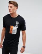 Jack & Jones Core Longline T-shirt With Split Hem And Graphic - Black