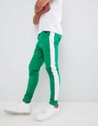 Asos Design Skinny Joggers With Side Stripe In Green - Green