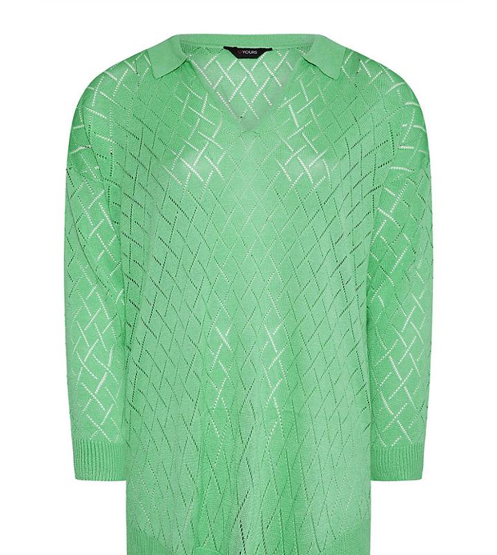 Yours Collared Sweater In Green