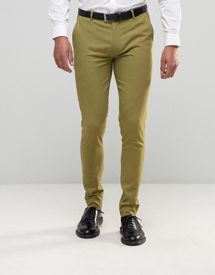 Asos Super Skinny Pant In Green - Green