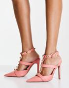 Asos Design Priyah Studded High Heeled Shoes In Pink