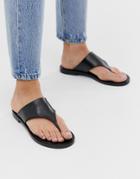& Other Stories T-bar Strap Leather Sandals In Black - Black
