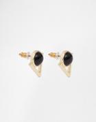 Asos Stud Earrings With Precious Stone - Gold