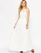 Asos Halterneck Crochet Maxi Dress - White