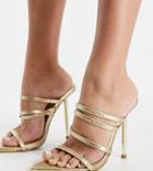 Simmi London Wide Fit Felicia Strappy Mules With Gold Heel In Gold