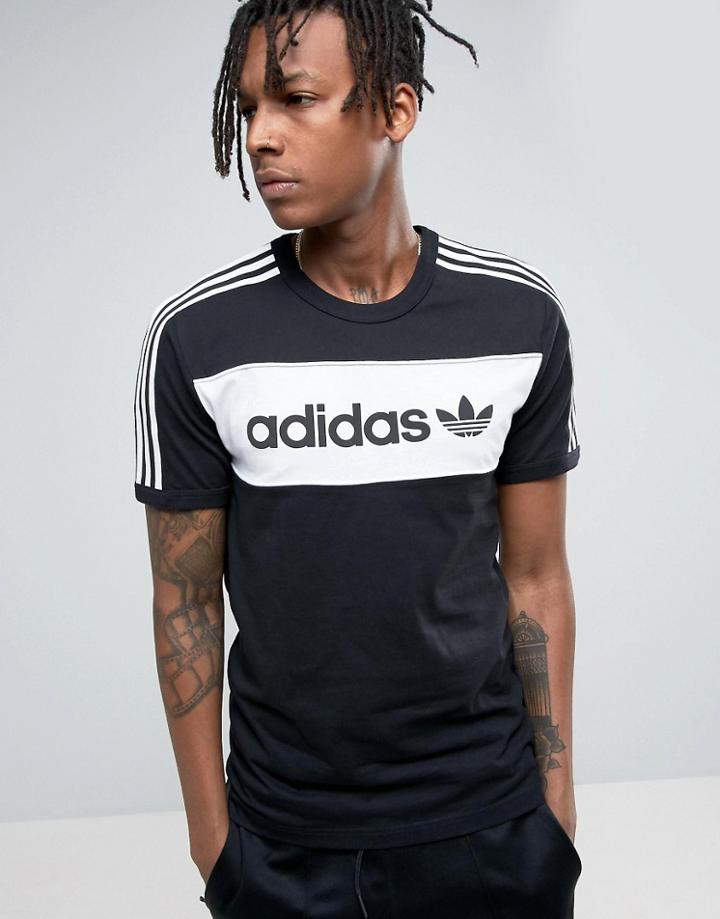 Adidas Originals London Pack Block Crewneck T-shirt In Black Bq9366 - Black