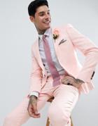 Twisted Tailor Wedding Super Skinny Suit Jacket In Pink Linen - Pink